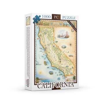 California State Map Cardboard Jigsaw Puzzle - 1000 Pieces, Hand-Illustrated - Educational, Family A...