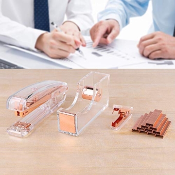 Elegant Alsisk Rose Gold Desk Stapler Set for Stylish Workspaces
