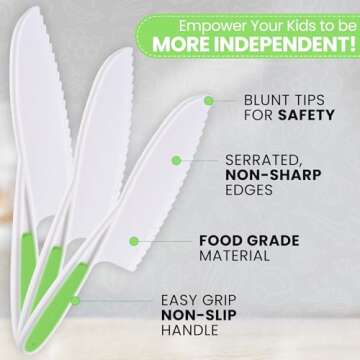 Zulay 3-Piece Kids Knife Set for Real Cooking & Baking - Toddler Knives for Cutting Fruits, Veggies,...
