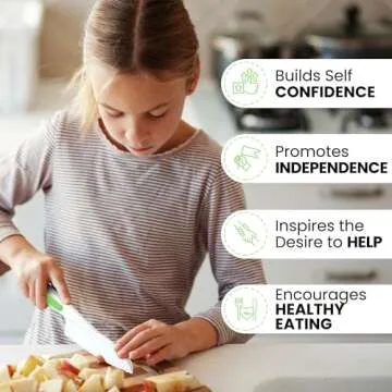 Zulay 3-Piece Kids Knife Set for Real Cooking & Baking - Toddler Knives for Cutting Fruits, Veggies, & Cake - Children’s Montessori Knife with Serrated Edges - Safe & Fun Lettuce Knife (Green)