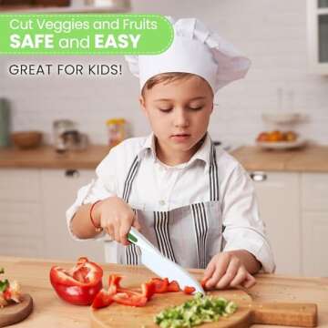 Zulay 3-Piece Kids Knife Set for Real Cooking & Baking - Toddler Knives for Cutting Fruits, Veggies, & Cake - Children’s Montessori Knife with Serrated Edges - Safe & Fun Lettuce Knife (Green)