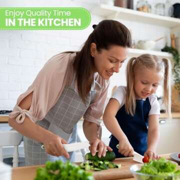 Zulay 3-Piece Kids Knife Set for Real Cooking & Baking - Toddler Knives for Cutting Fruits, Veggies, & Cake - Children’s Montessori Knife with Serrated Edges - Safe & Fun Lettuce Knife (Green)