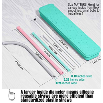 BPA Free Reusable Silicone Straws with Travel Cases