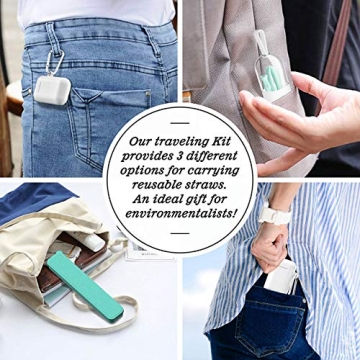 BPA Free Reusable Silicone Straws with Travel Cases