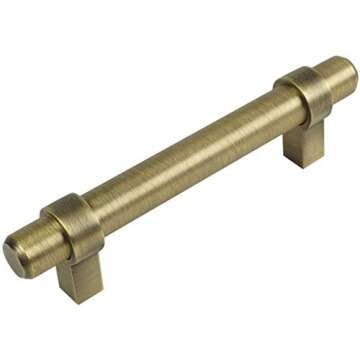 10 Pack - Cosmas 161-3BAB Brushed Antique Brass Euro Style Cabinet Bar Handle Pull - 3" Inch (76mm) ...
