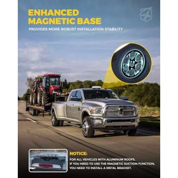 Xprite Upgraded 12" 72LED Rooftop Mini Strobe Lights, Emergency Safety Flashing Beacon Light Bar with Magnetic Base for 12V-24V Construction Vehicles, Trucks, Snow Plow, Postal Car (Mix White/Amber)