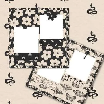 Whaline 24 Sheets Boho Ivory Pattern Paper Black Beige Scrapbook Specialty Paper Vintage Double Sided Craft Paper For DIY Card Making Photo Album Journal Decor, 6 x 6 Inch