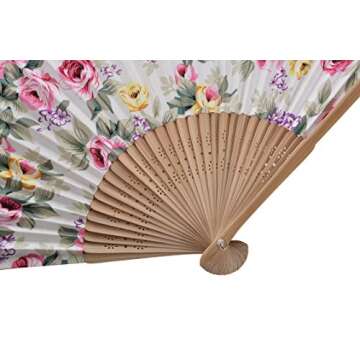 Salutto Hand Fan with Beautiful Fabric Printed (Big Flower)