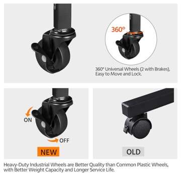 Yaheetech Bakers Rack on Wheels, Microwave Stand Cart Coffee Bar Stand with 6 Hooks and Sliding Shelf, Kitchen Utility Storage Cart with Spice Rack, Rustic Brown