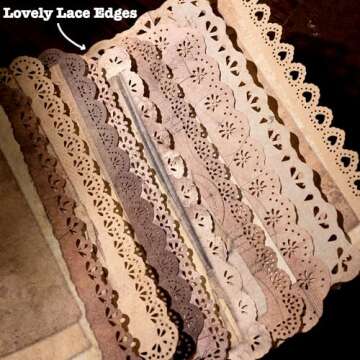 60 Sheets Lace Edged Scrapbook Stationery Paper Assorted Set - 6 Pack Vintage Paper for Letter Writi...