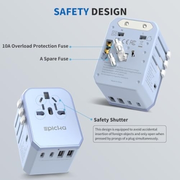 EPICKA Universal Travel Adapter with USB-C Ports for All Destinations