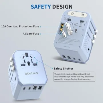 EPICKA Universal Travel Adapter with USB-C Ports for All Destinations