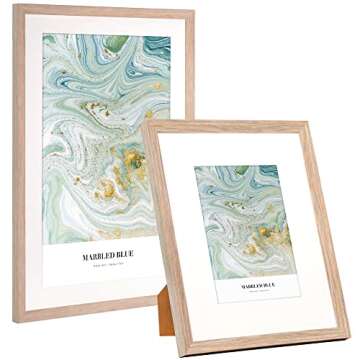 HOTURE 11x14 Picture Frame Set Of 5, Display Pictures 8x10 with Mat or 11x14 Without Mat, Suitable For Hanging Wall Gallery Photo Frame (Pink Woodgrain)