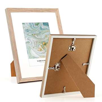 HOTURE 11x14 Picture Frame Set Of 5, Display Pictures 8x10 with Mat or 11x14 Without Mat, Suitable For Hanging Wall Gallery Photo Frame (Pink Woodgrain)