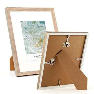 HOTURE 11x14 Picture Frame Set Of 5, Display Pictures 8x10 with Mat or 11x14 Without Mat, Suitable For Hanging Wall Gallery Photo Frame (Pink Woodgrain)