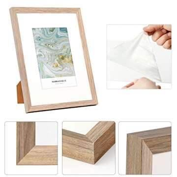 HOTURE 11x14 Picture Frame Set Of 5, Display Pictures 8x10 with Mat or 11x14 Without Mat, Suitable For Hanging Wall Gallery Photo Frame (Pink Woodgrain)