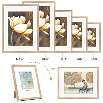 HOTURE 11x14 Picture Frame Set Of 5, Display Pictures 8x10 with Mat or 11x14 Without Mat, Suitable For Hanging Wall Gallery Photo Frame (Pink Woodgrain)