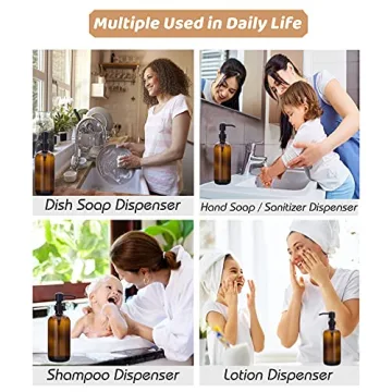 Amber Glass Soap Dispenser Set for Eco-Friendly Homes