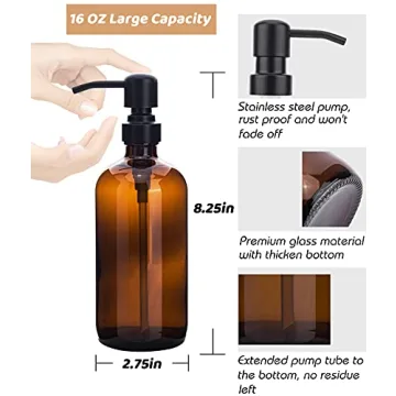 Amber Glass Soap Dispenser Set for Eco-Friendly Homes