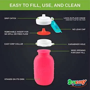 Pink 6 oz Squeasy Snacker Spill Proof Silicone Pouch