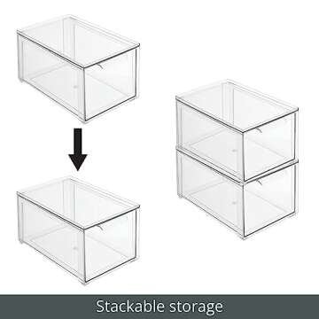 Stackable Storage Organizer Bins - 4 Pack for Home Use