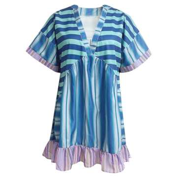 LIKEOULI Orders Placed by me Recently Early Prime of Day Deals 2024 Boho Dresses for Women 2024 Summer Boho Printing Short Sleeve V-Neck Patchwork Dress Fashion Y2k Outfits for Women Prime of Day