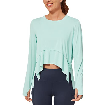 G4Free UV Sun Protection Shirts Women Long Sleeve Workout Tops Quick Dry Lightweight Running Athleti...