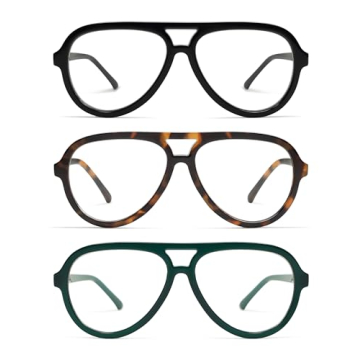 Stylish AMOMOMA Retro Aviator Reading Glasses - 3 Pack