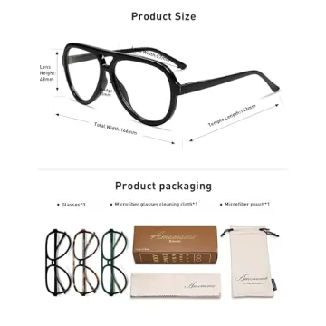 Stylish AMOMOMA Retro Aviator Reading Glasses - 3 Pack
