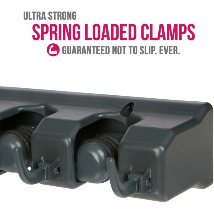 Broom Holder & Garden Tool Organizer - 5 Slots & 6 Hooks