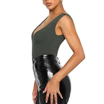 REORIA Summer Sexy Deep V Bodysuit for Women
