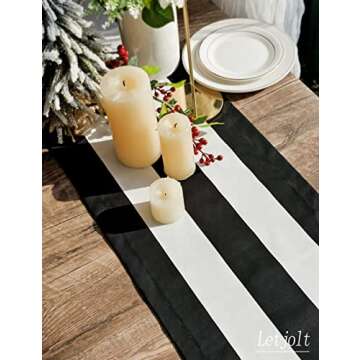Letjolt Black and White Striped Table Runner for Elegant Dining