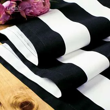 Letjolt Black and White Striped Table Runner for Elegant Dining