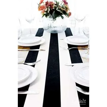 Letjolt Black and White Striped Table Runner for Elegant Dining