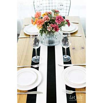 Letjolt Black and White Striped Table Runner for Elegant Dining