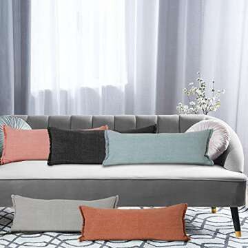 LR Home 14 x 36 Throw Pillow Cover for Home Decor - Decorative Lumbar Pillow Covers for Couch & Bed ...