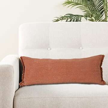 LR Home Cotton Decorative Lumbar Pillow Cover 14x36