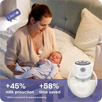 Wearable Breast Pump, RUVALINO S12A Portable Electric Breast Pump Hands Free with 3 Modes & 12 Levels, Smart Display, 24mm Comfortable Flange, Breastfeeding Essentials Baby Registry (Pack of 1)