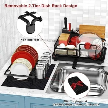 Cibert 2 Tier Dish Drying Rack for Kitchen Counter