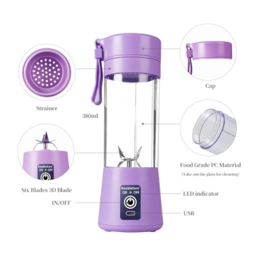Portable Blender Cup Mini USB Juicer 380ml Perfect for Smoothies