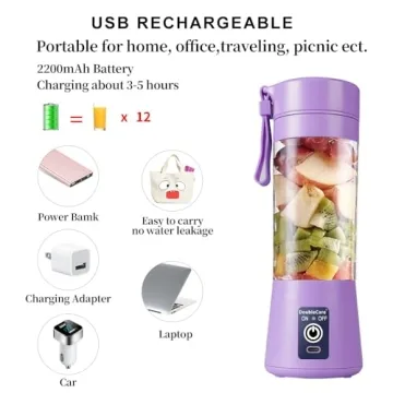 Portable Blender Cup Mini USB Juicer 380ml Perfect for Smoothies