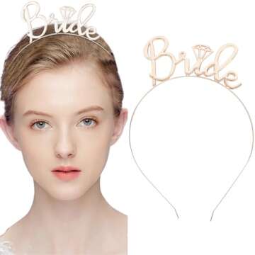 YARIEW Rhinestone Bride Headband Bachelorette Party Decorations Bridal Headband for Wedding Rose Gold Bride Crown Headband Bachelorette Favors Bridal Shower Favors Gift Bridesmaid Favors