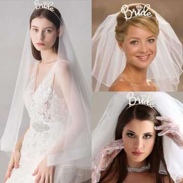 YARIEW Rhinestone Bride Headband Bachelorette Party Decorations Bridal Headband for Wedding Rose Gold Bride Crown Headband Bachelorette Favors Bridal Shower Favors Gift Bridesmaid Favors