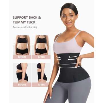 FeelinGirl Waist Trainer for Women Men Waist Wrap Tummy Control Waist Shaper with Loop Waist Trainer for Lower Belly Fat Black