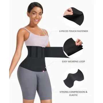 FeelinGirl Waist Trainer for Women Men Waist Wrap Tummy Control Waist Shaper with Loop Waist Trainer for Lower Belly Fat Black