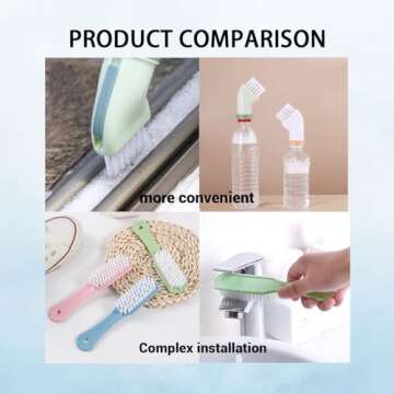 FenGrid Connectable Water Bottle Cleaning Brush Mini Multi-Purpose Slit Cleaning Brush Window Seam Cleaner Reusable Wet and Dry Cleaning Brush for Bathroom Kitchen Window Corners(White)