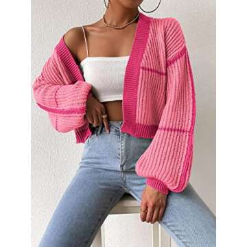 Stylish SweatyRocks Women's Color Block Cardigan Sweater