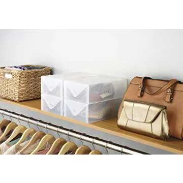 Whitmor Clear Vue Women's Shoe Box, Set of 4, White, 4 Count