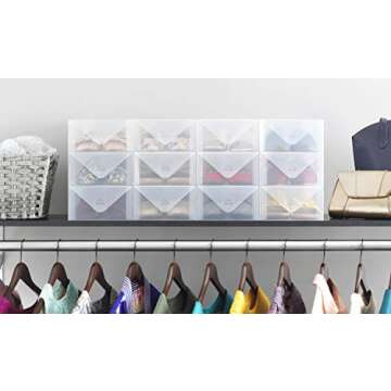 Whitmor Clear Vue Women's Shoe Box, Set of 4, White, 4 Count