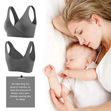 Sunzel Women's Cotton Spandex Seamless Sleep Bra for Nursing and Maternity [2019 Upgraded Version] (XXXL, Dark Gray)